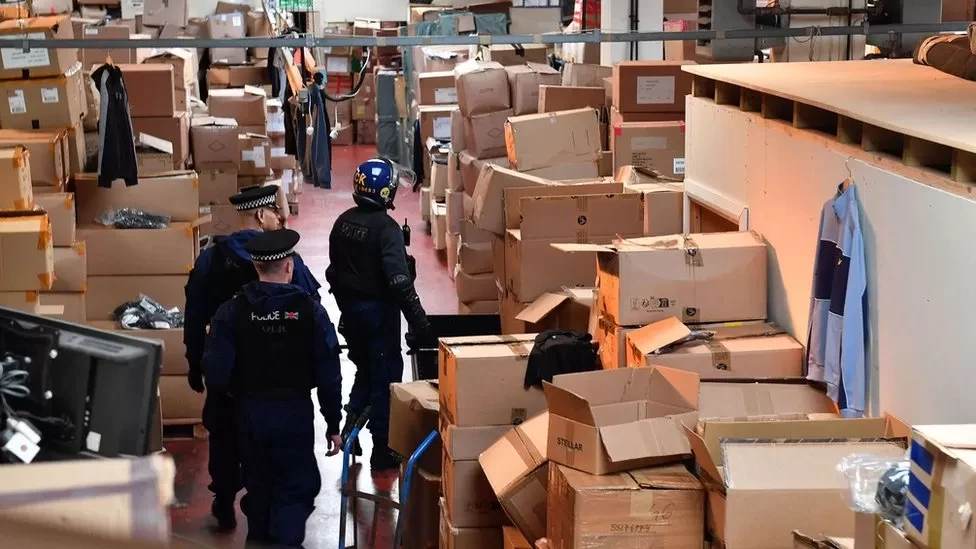 Photo: GMP // Police believe the warehouse was a distribution centre for shops selling fake goods