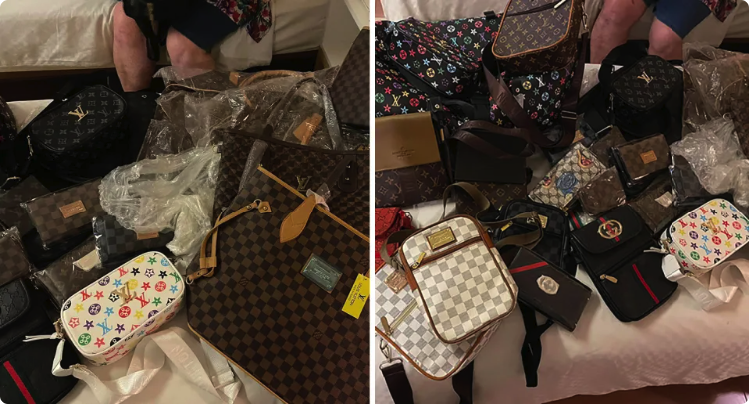 An Aussie woman's haul of counterfeit designer bags from Bali caught the attention of customs officials as she re-entered Australia. Source: Facebook
